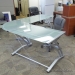 Contemporary Frosted Glass and Metal L Suite Desk